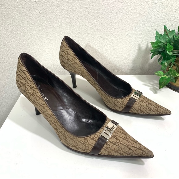 Dior Diorissimo Logo Canvas Pumps Heel Shoe - Picture 13 of 13